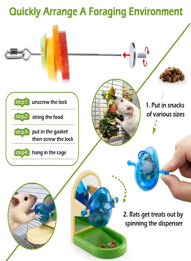 Jevnd 2Pcs Rat Enrichment Toys Set - Stainless Steel Fruit/Veg Holder & Treat Dispenser, Interactive Foraging Puzzle Toys for Rats/Mice/Birds, Cage Accessories with Hanging Feeder & Intelligence Game - Image 3